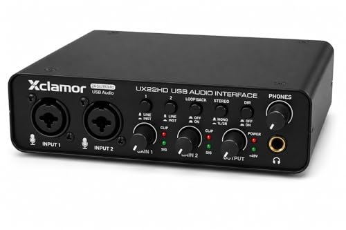 Image of USB Audio Interface 2 In 2 Out Sound Card 24 Bit 192kHz Recording Interface with XLR Mic Line Hi Z Inputs Phantom Power for Guitar Vocal Podcast Streaming Compatible with Windows Mac
