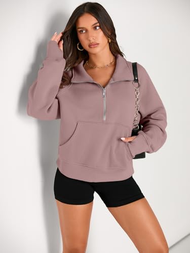 Image of AUTOMET Womens Sweatshirts Half Zip Cropped Pullover Fleece Quarter Zipper Hoodies 2026 Fall Fashion Outfits Clothes