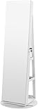 SONGMICS Spiegelschrank, Standspiegel, Schmuckschrank mit Spiegel, LED-Innenbeleuchtung, mit rahmenlosem Ganzkörperspiegel, 3 Ablagen, 360° drehbar, abschließbar, weiß JJC007W01