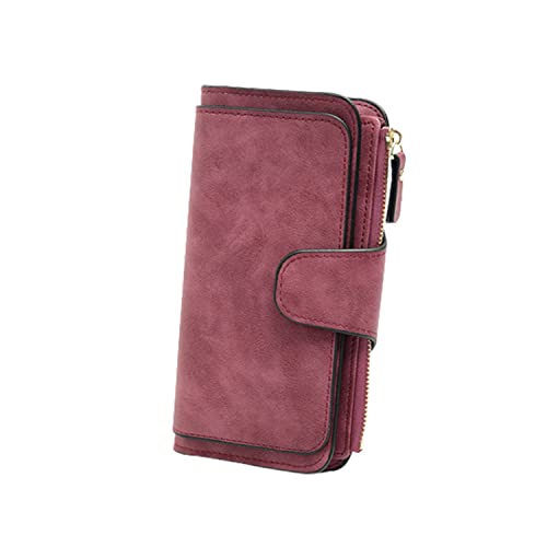 Women Wallet, Women Long Wallet Leather Large Capacity Coin Purse Credit Card Holder Wallets for Man and Woman (Wine red)