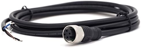 Finecables Industrial M12 Female 4 Pin Connector 2 Meter Molded PVC Cable, UL Listed