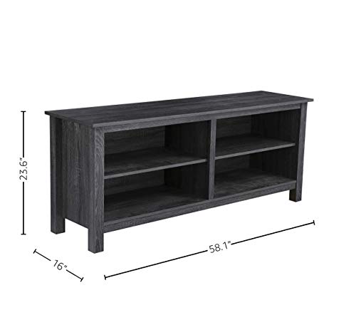 ROCKPOINT 58inch TV Stand Media Console for TV’s up to 65 Inches, Home Living Room Storage Console, Entertainment Center with 4 Open Storage Shelves, Modern TV Console Table (Charcoal) - Thumbnail 7