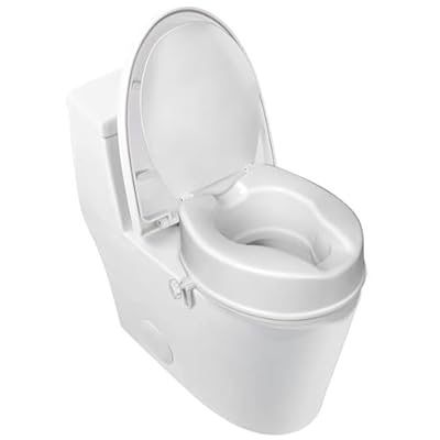 Raised Toilet Seat with Lid for Elderly, 4" High Toilet Seat for Elongated or Standard Commode, Raised Toilet Seat for Seniors, Handicap Toilet Seat Riser with Cover