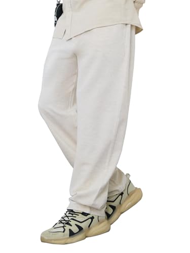 Image of The Souled Store Linen Pants: Men and Boys Drawstringed Solid Straight Fit Summer Ready Lightweight Casual Cotton Linen Pants