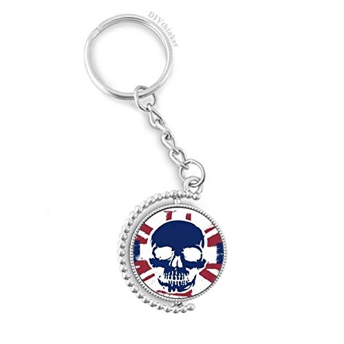 Porte-clé rotatif drapeau Royaume-Uni et squelette humain 3x9 cm