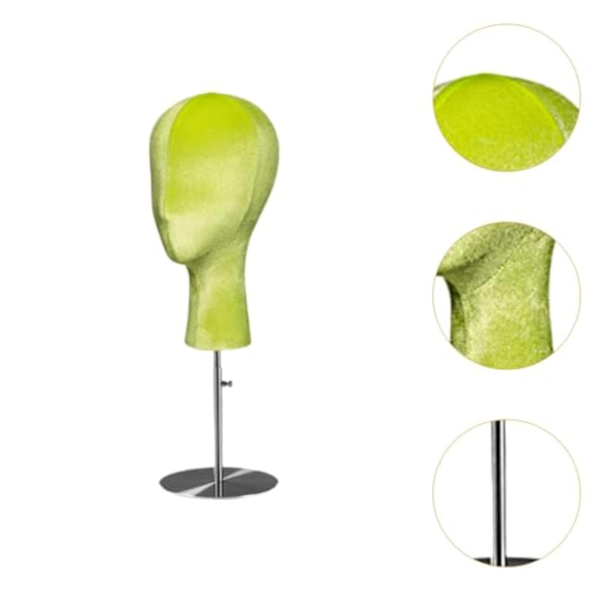 Hat Display Stand Mannequin Head for Business and Personal Use, Green with Silver Base
