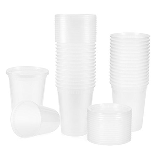 30 Pack Soup Containers - 32 Ounce Plastic Storage Containers Food Storage Meal Prep Lunch Box With Lid