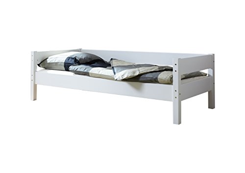 Preisvergleich Produktbild Ticaa Einzelbett Robby Buche massiv Weiß