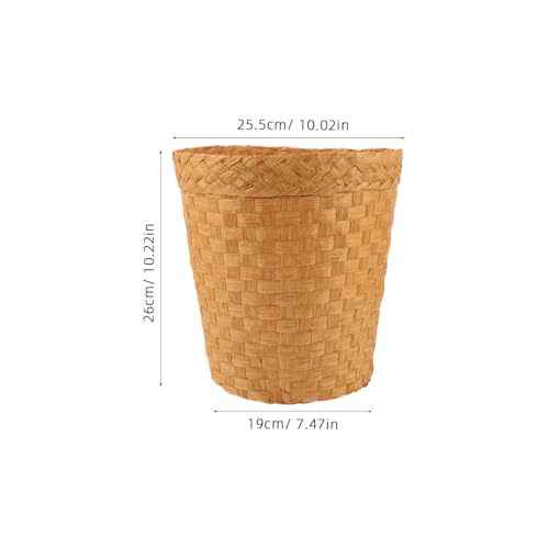 Image of Wicker Trash Can - Woven Wicker Waste Basket Round Rattan Waste Paper Bin Office Garbage Can Rubbish Basket Laundry Hamper for Kitchen Home Office