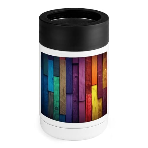 Stainless Steel Cooler, Colored Wood Print Multipurpose Beverage Chiller with Silicone Sleeve for Home, Office, Camping, And Bar