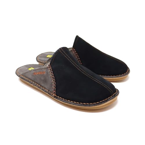 NORDIKAS   ZAPATILLAS DE CASA HOMBRE AFELPADO NEGRO GRIS