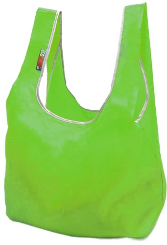 EcoJeannie Ripstop Nylon Foldable Reusable Bag, LightweightGrocery Shopping Tote Bag with Built-in Pouch, RB0003 (Green)