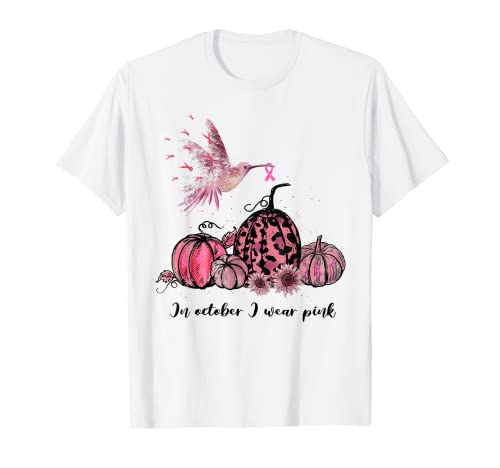 In October We Wear Pink Hummingbird Breast Cancer Awareness T-Shirt