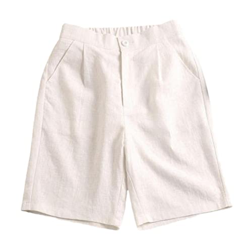 Short d'été blanc pour femme en taille XL coupe ample mi-longue genou