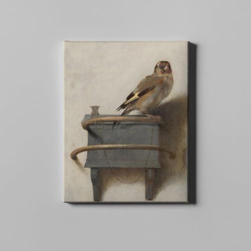Lienzo mediano Carel Fabritius El Jilguero 1654, cuadro decorativo barroco