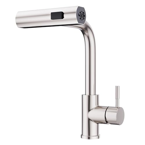 GIMILI Kitchen Faucet with Pull Down Sprayer Brushed Nickel Waterfall Modern Kitchen Sink Faucet