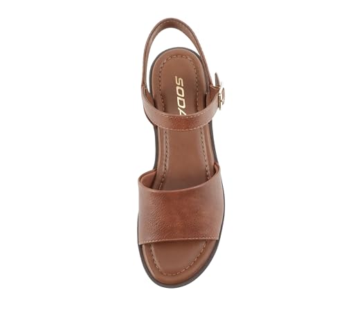 Image of Soda inchStacie inch ~ Women Open Toe Lug Sole Mid Block Heeled Sandals with Adjustable Ankle Strap