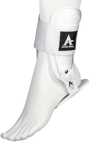 Active Ankle T2 Rigid Ankle Brace for Injured Ankle Protection and Sprain Support, L, White