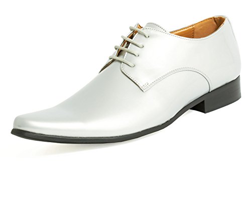 Dobell Mens Silver Tuxedo Shoes Patent Contemporary Style Laced-12