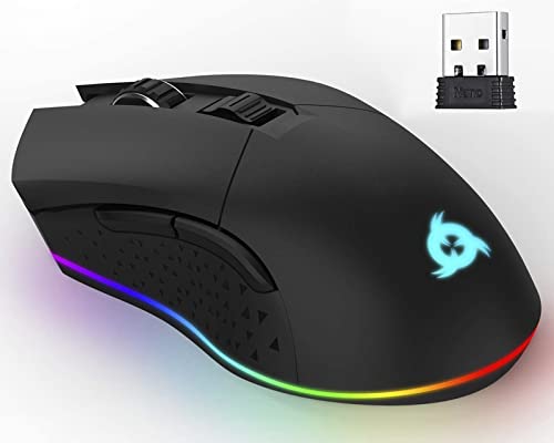 KLIM Blaze - Souris Gamer sans Fil RGB - Nouveauté 2023 - Rechargeable - Capteur Haute Précision avec Batterie Longue Durée - 10000 DPI Réglable - PC Mac PS4 PS5 - (Noir)