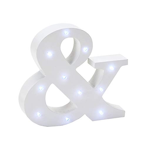 Simply Elegant White Marquee LED Wooden Freestanding Symbol (&) for