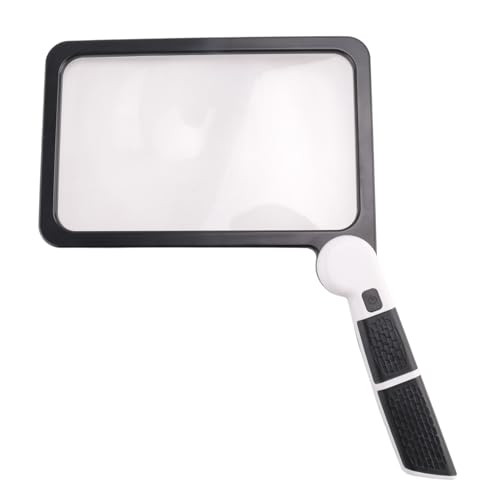 HuddleGlow Lupa de PáGina 5X para Lectura, Lupa Iluminada Plegable con 48 Luces LED, Lupa de Mano Rectangular