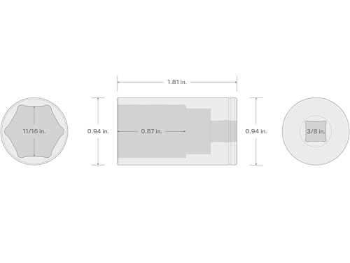 Image of TEKTON 3 /8 Inch Drive x 11 /16 Inch Semi-Deep 6-Point Socket | SHD14017