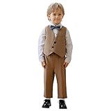 [SONGFENG] 男の子用 カフェ色 ベストスーツセット 4点セット 礼服 フォーマル衣装 ステージ衣装 結婚式 パーティー 七五三 お宮参り 記念写真撮影 発表会 80〜150cm (JP, 身長, 90, 標準, コーヒー)