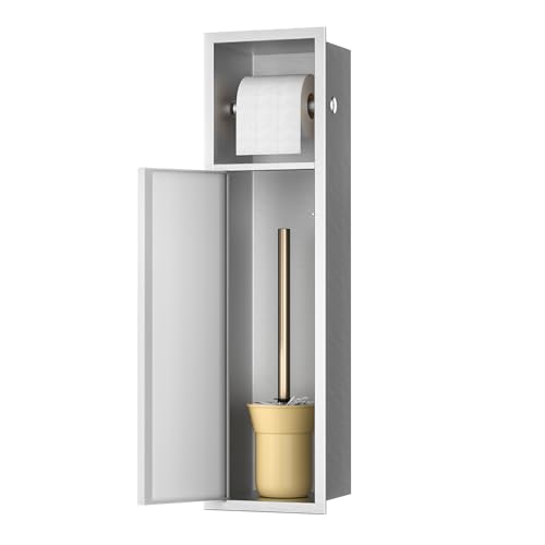 Bernkot Toilettenpapierhalter Unterputz Edelstahl, Unterputz WC Schrankmodul Klopapier aufbewahrung,66×18cm,Gebürstet