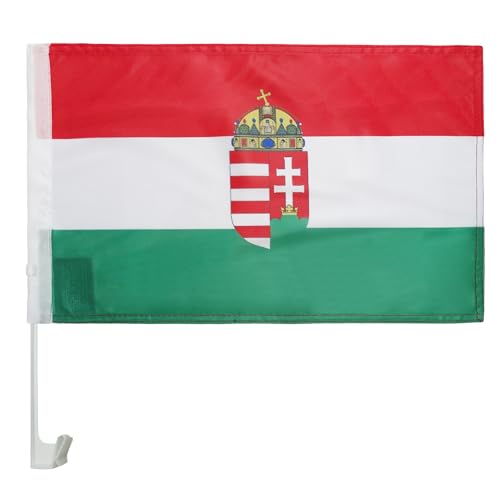 AZ FLAG - Autofahne Ungarn Mit Waffen - 45x30 cm - Ungarische Autoflagge 30 x 45 Cm - Auto Flaggen