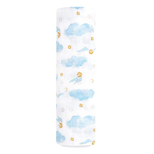 Image of aden + anais Harry Potter Swaddle Blanket, Boutique Muslin Blankets for Girls & Boys, Baby Receiving Swaddles, Ideal Newborn & Infant Swaddling Set, Perfect Shower Gifts, Single, Golden Sitch Dot