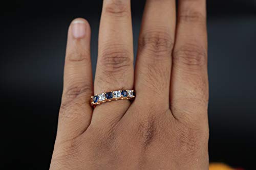 Gold & Diamonds Jewellery Princess Cut Gemstone Half Eternity 14k Yellow Gold Plated Wedding 7-Stone Band Ring for Women3