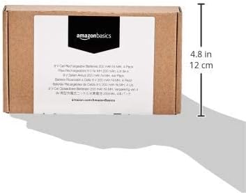 Amazon Basics 9V Cell Rechargeable Batteries 200mAh Ni-MH, 4-Pack