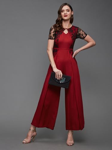 Image of Miss Chase Women's Self Design Cut-Out Georgette Jumpsuit