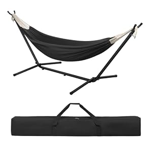 Laneetal Hängematte mit Gestell, Hängematte Indoor & Outdoor, Doppel für 2 Personen, 250 kg belastbar, mit Tragtasche, für Indoor Schwimmbad Terrasse Hof Garten Balkon (Dunkelgrau, 280 * 106 * 100cm)