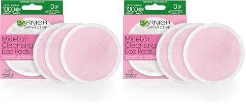 Image of Garnier Micellar Cleansing Eco Pads, Reusable, 3 Ultra-soft Microfiber Pads, 1 Count (Packaging May Vary) (Pack of 2)
