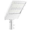 300W White Housing LED Parking Lot Light, 42000LM 5000K Dimmable Shoebox Area Light with Slip Fitter, Surge Protector, 1000W MH Equivalent, IP65 UL & DLC Listed