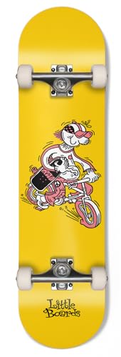 LittleBoards Bicycle - Monopatín completo para niños de 7,3 pulgadas, con ruedas Loco de 52 mm, para niños de 8 a 11 años
