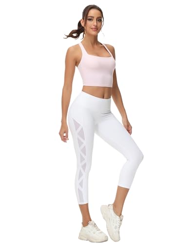 Image of romansong Strappy Yoga Sports Bras for Women Padded Criss-Cross Back Tank Tops