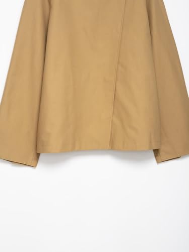 ZCKZUK Women's Khaki Minimalist High Collar Short Trench Coat with Chic Asymmetrical Buttons and Hidden Pockets - Image 8