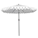 Funsite 9Ft Elegant Valance Patio Umbrella, Outdoor Umbrellas for Patio with Tilt and Crank Systerm, Table Umbrella for Outdoors, Poolside,Beach, Backyard, White