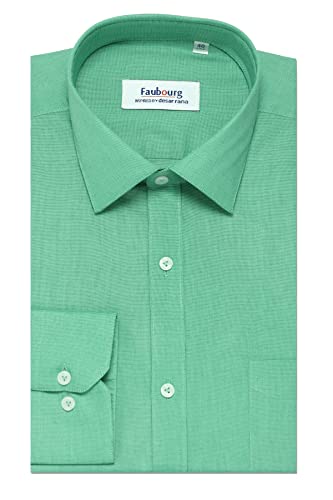 Image of Faubourg Cotton Blend 5377-5382 Men's Solid Plain Full Long Sleeve Slim Fit Formal Shirt