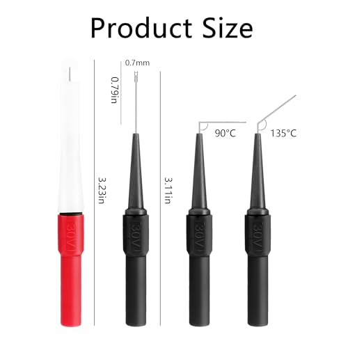 Image of 4Pcs Piercing Clip Test Probe, 0.7mm Test Probe Pins, Non-Destructive Insulation Wire Piercing Needle, Piercing Probes Set for Banana Socket Plug Car Tester