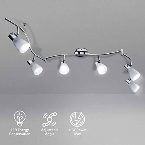 KINGSO Applique Plafonnier Lustre Spiral Rotatif avec 6 Douilles Compatible E14 LED Culot Lampe Suspension Moderne Design 85-265V Spot de Plafond pour Chambre Salon Cuisine Restaurant Couloir Galerie