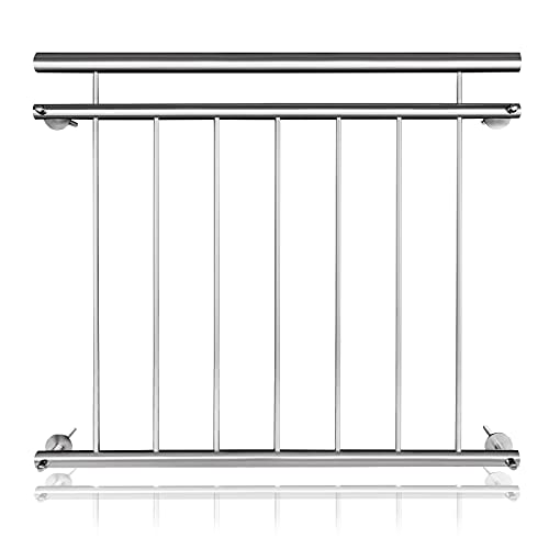 Aufun Französischer Balkon Edelstahl Geländer 100 x 90 cm Terrassengeländer mit 7 Füllstäben, Balkongeländer Stabgeländer Balkonbrüstung Balkongitter Fenstergeländer Außen Fenstergitter Fensterschutz Aufun Französischer Balkon Edelstahl Geländer 100 x 90 cm Terrassengeländer mit 7 Füllstäben, Balkongeländer Stabgeländer Balkonbrüstung Balkongitter Fenstergeländer Außen Fenstergitter Fensterschutz