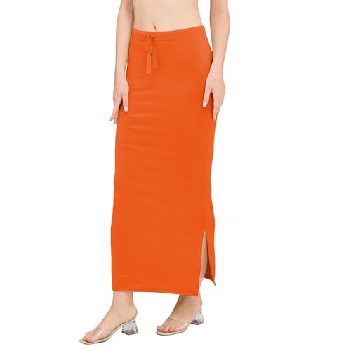 Image of DESI GIRL Satin Shimmer Stretchable Saree Shapewear Petticoat with Drawstring for Women | Mermaid fit Saree Petticoat with Side Slit for Easy Movement | Saree Shaper | Long inskirt