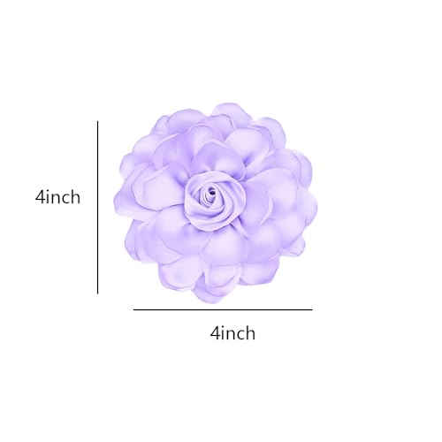Image of Large Red Rose Flower Brooches Pins for Women Dainty Satin Fabric Brooches Big Camellia Flower Brooch Wedding Party Clothing Pin Accessory Jewelry