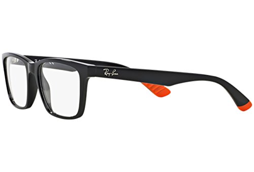 Image of Ray-Ban Unisex RX7025 Square Prescription Eyewear Frames, Black Orange /Demo Lens, 53 mm