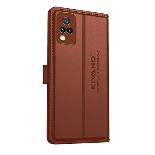 Image of KIVANO Compatible with Vivo V21 5G Flip Cover | Leather Finish | Inside Pockets & Inbuilt Stand | Shockproof Wallet Style Magnetic Closure Back Cover Case