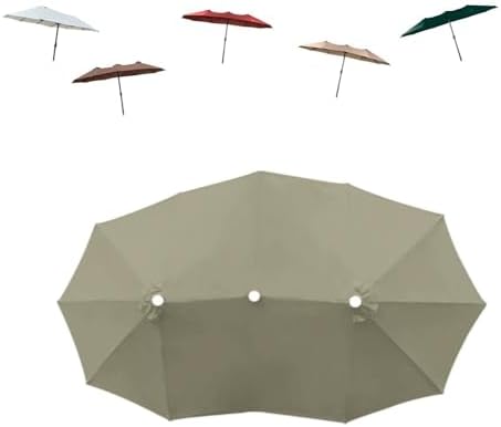 Double-Sided 15'x9' Patio Umbrella Replacement Canopy - Large Sunshade Top with 12 Ribs for Outdoor Garden, Deck, and Patio Use - Durable Fabric for Enhanced UV Protection
